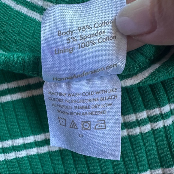 Hanna Andersson | Girl’s‎ Fall Back to School Green White Stripe Dress Size 10 - Picture 7 of 8